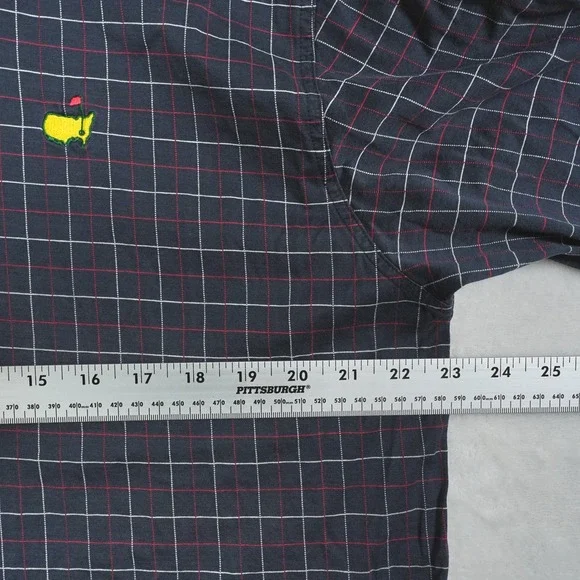 Amen Corner Augusta National Masters Golf Polo Shirt Mens Large Navy Blue Grid - Picture 5 of 7